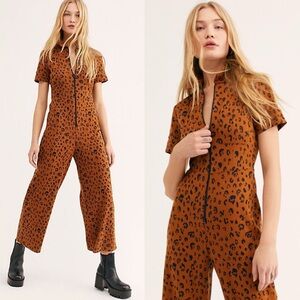 Free People Leopard jumpsuit XS